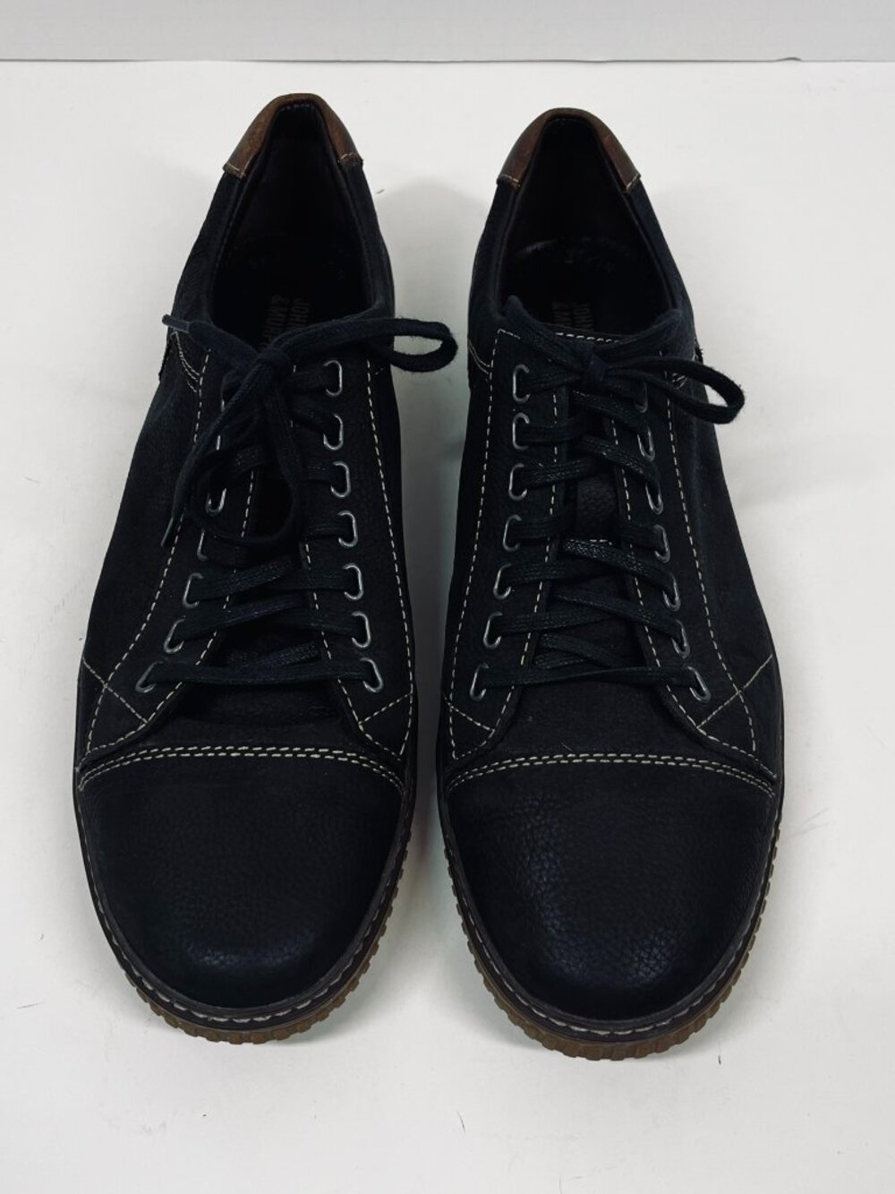 Johnston & Murphy Black Sheepskin Leather Casual Sneaker Style 25-2347 Sz 10.5